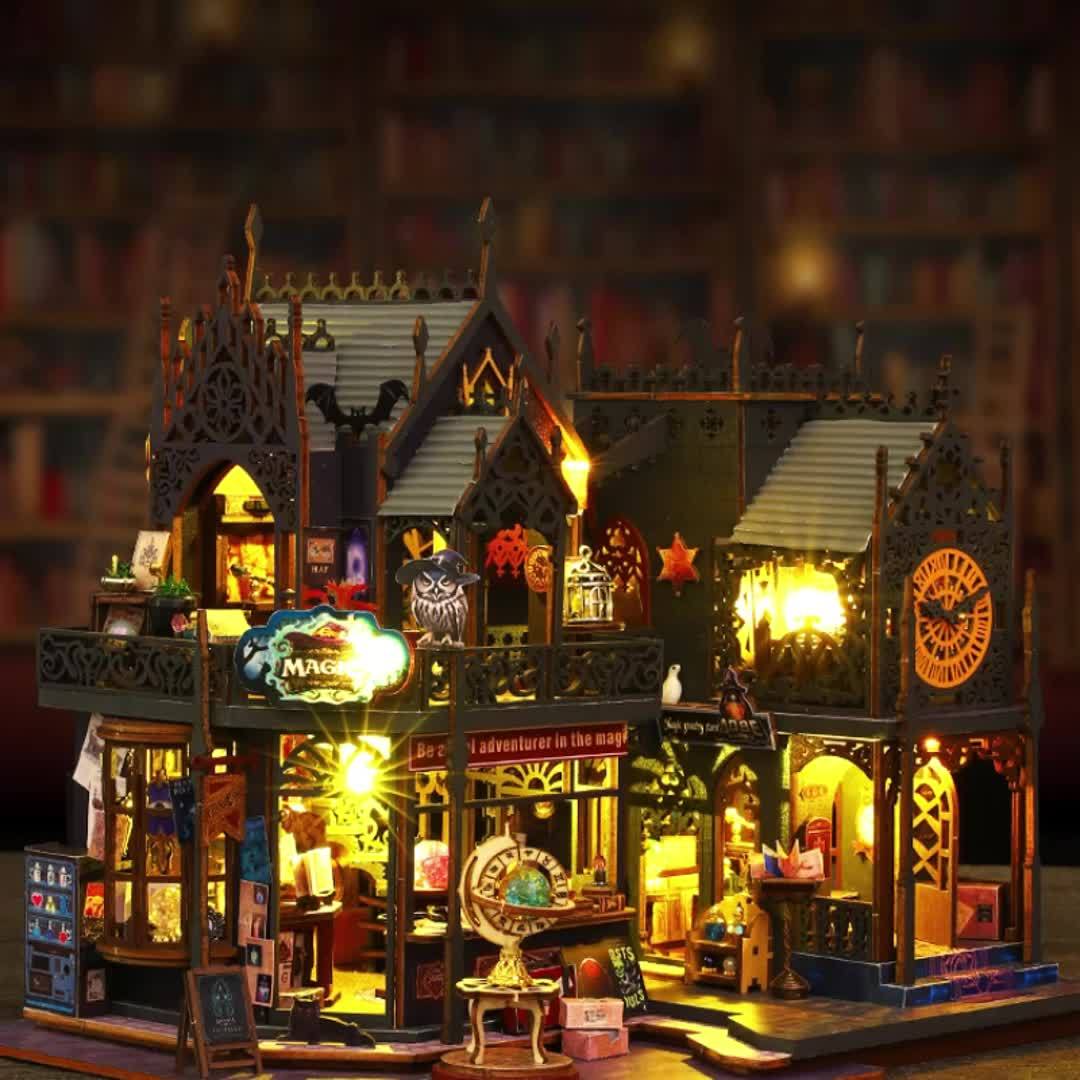 Betoverd Boekenhuis – 3D Houten Puzzel met Magische Verlichting