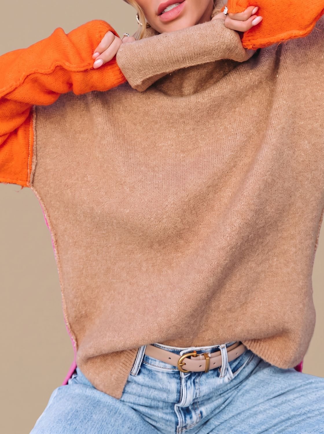 Colorblock coltrui voor dames met relaxte pasvorm