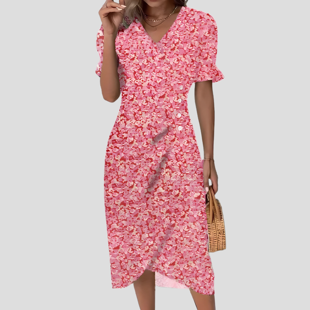 Dames Elegante Bloemen Midi Jurk