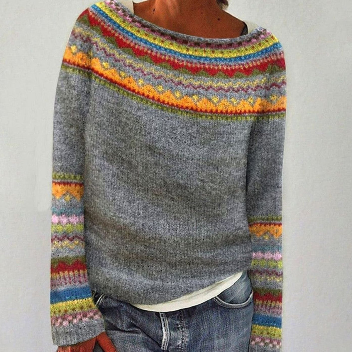 Damestrui van merinowol met Fair Isle-breipatroon
