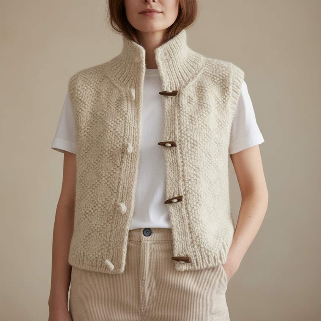 Damesvest van wolmix | Mouwloos, met knopen, warm, casual laagjeslook