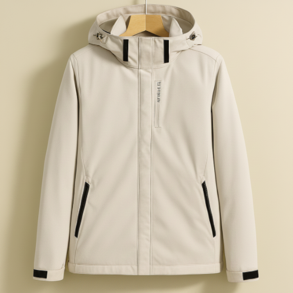 Elegante damesregenjas met capuchon en functionele details