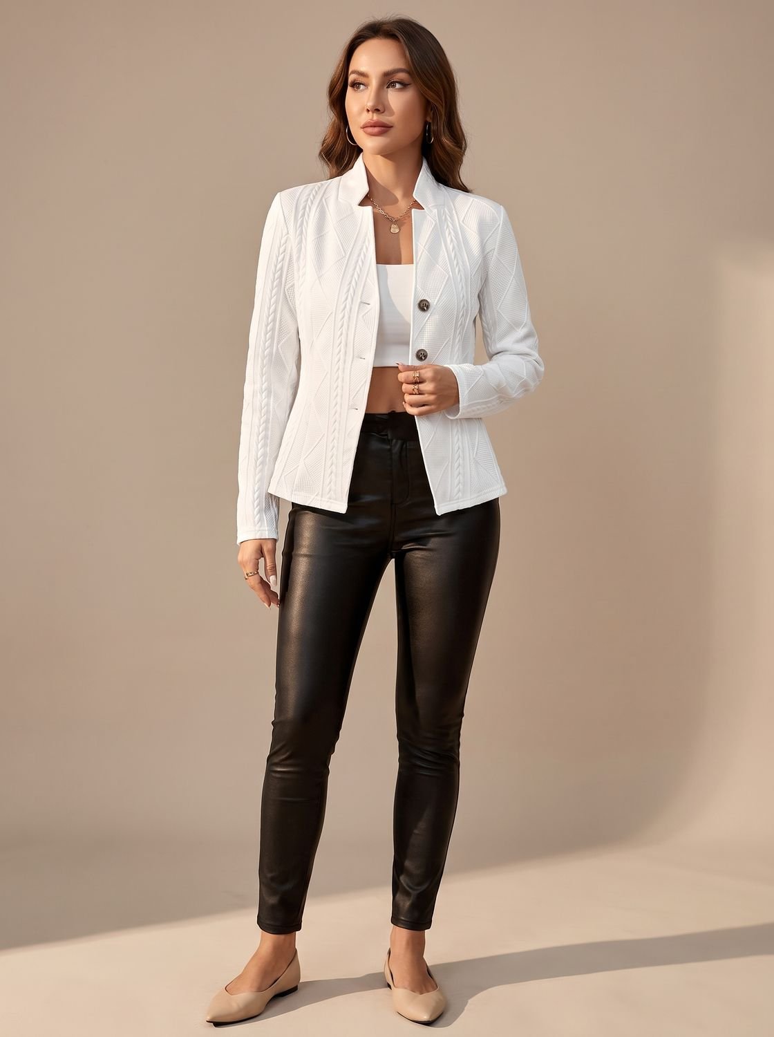Elegante dameswinterjas - Gestructureerd jasje met textuur en knoopsluiting