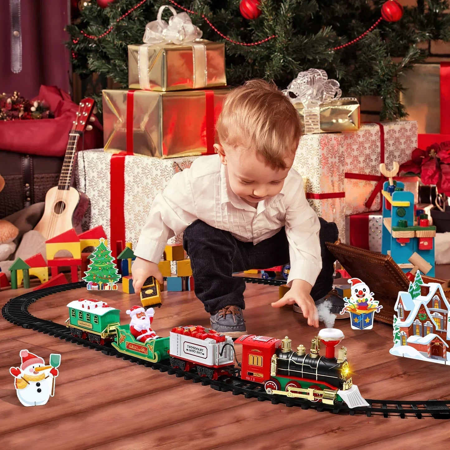 Elektrische Treinset voor Kinderen – Met Rookeffect, Lichten & Realistische Geluiden (Kerstcadeau)