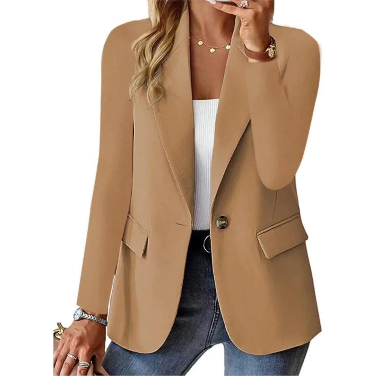 Emeja | Dames Blazer met Één Knop en Pocketdetail