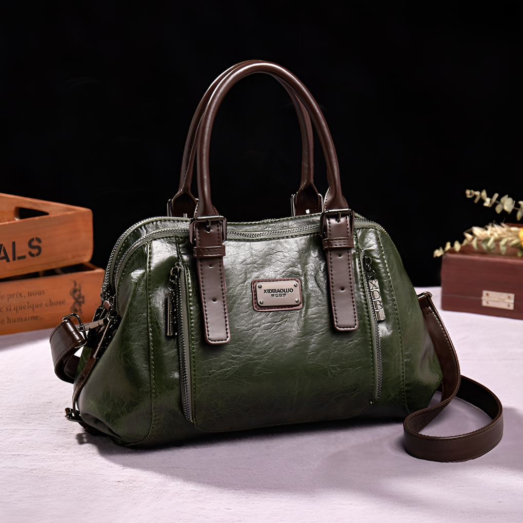 Emeja | Dames Boston Handtas Krokodillenembossed Handvat Handtas
