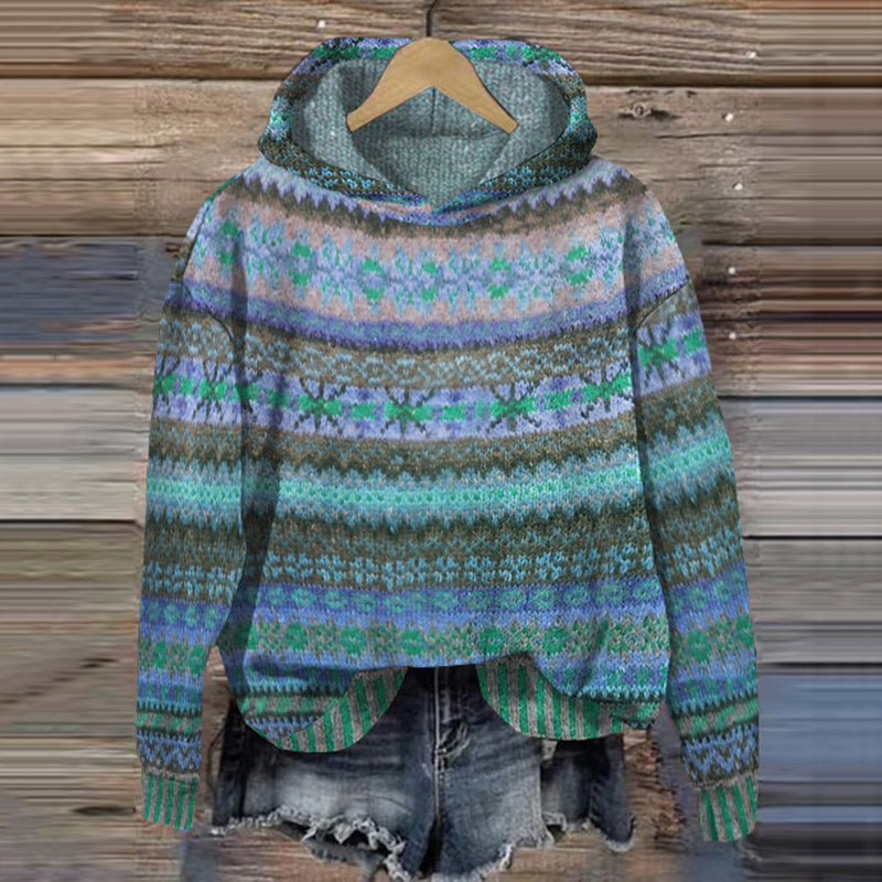 Emeja | Dames Gebreide Hoodie met Noors Patroon