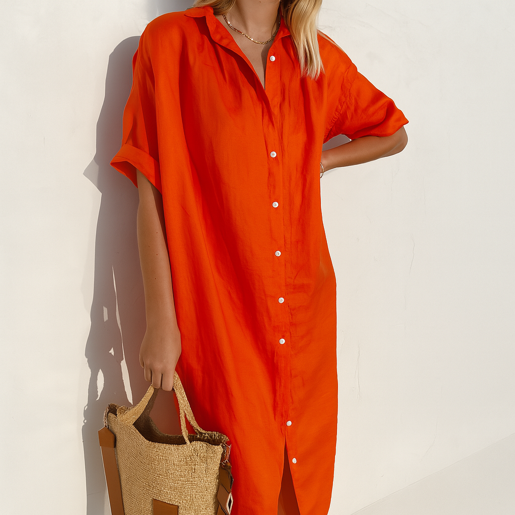 Emeja | Dames Knop-Down Midi Shirt Jurk
