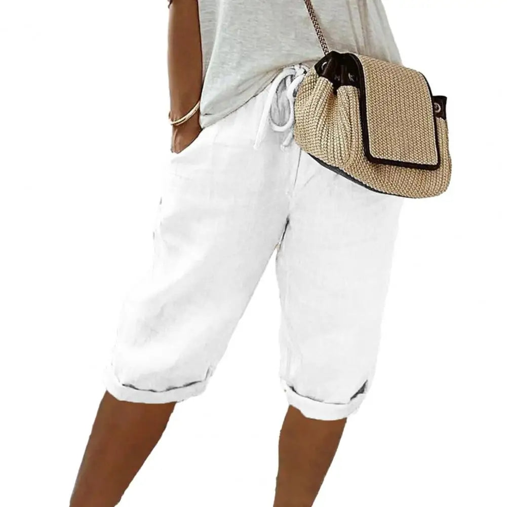 Emeja | Dames Linnenmix Cropped Broek met Zakken