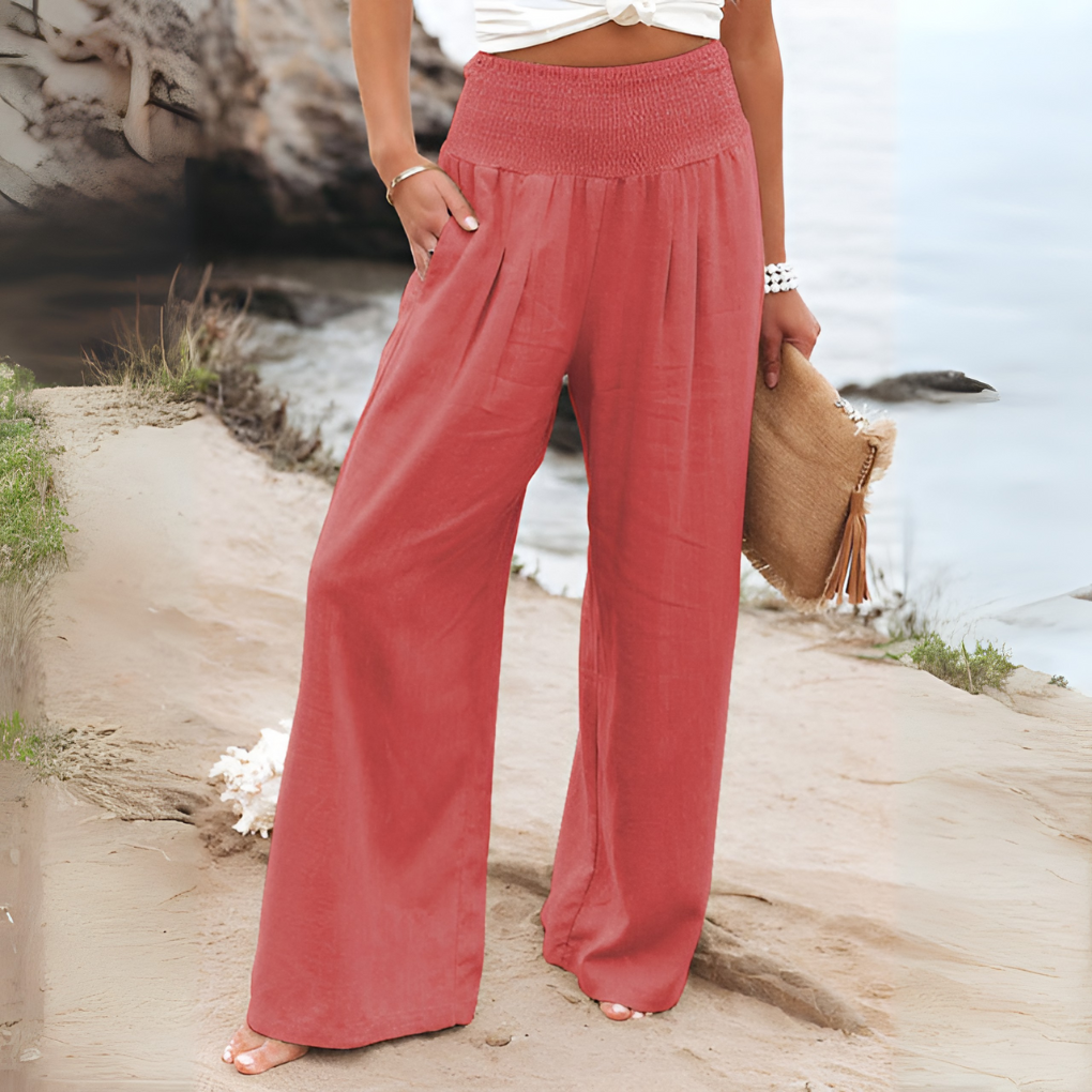 Emeja | Dames Smocked Taille Wijde Pantalon