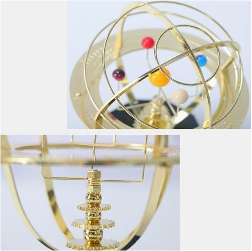 Emeja | Groot Orrery Model Handgemaakt Mechanisch Messing Zonnestelsel Replica (5 Planeten)