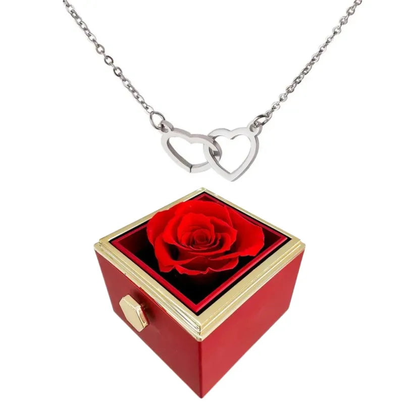 Emeja | Hart Ketting met Roterende Rozen Cadeaubox