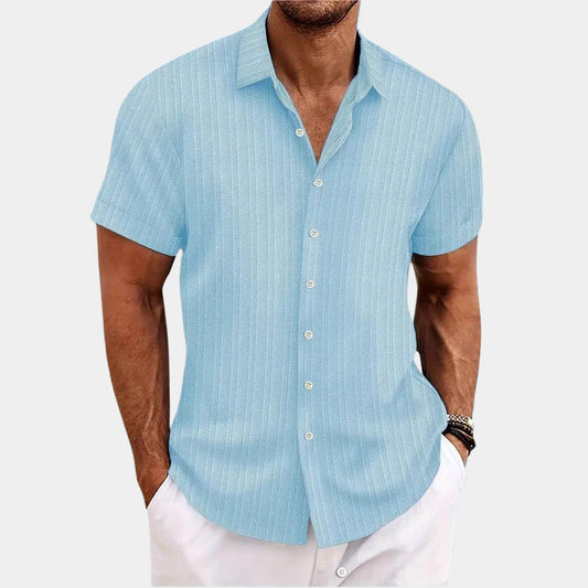 Emeja | Heren Gestreepte Korte Mouwen Shirt