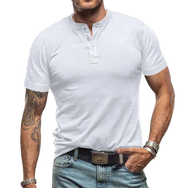 Emeja | Heren Henley T-shirt met Knopdetail