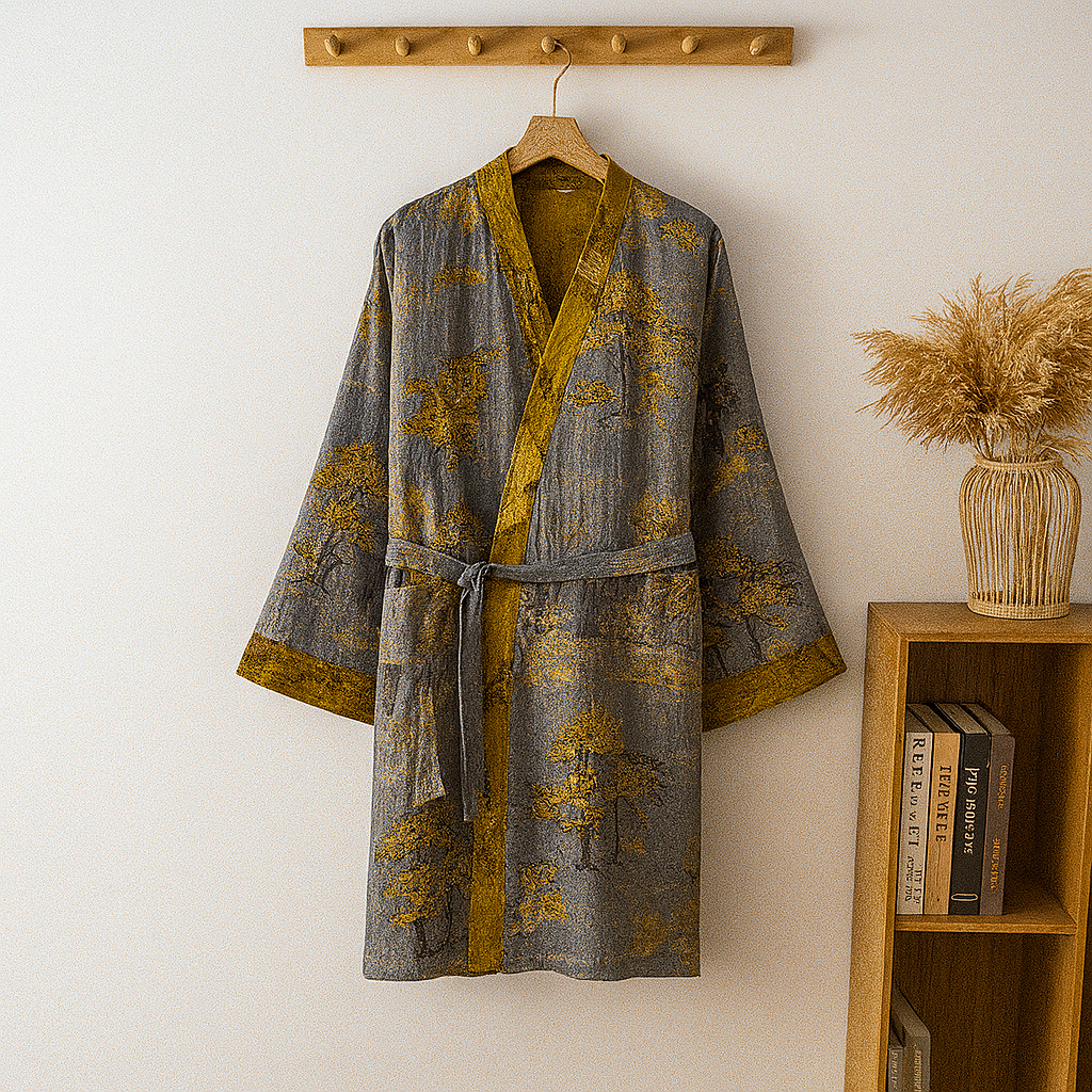 Emeja | Heren Kimono Robe met Jacquard Print