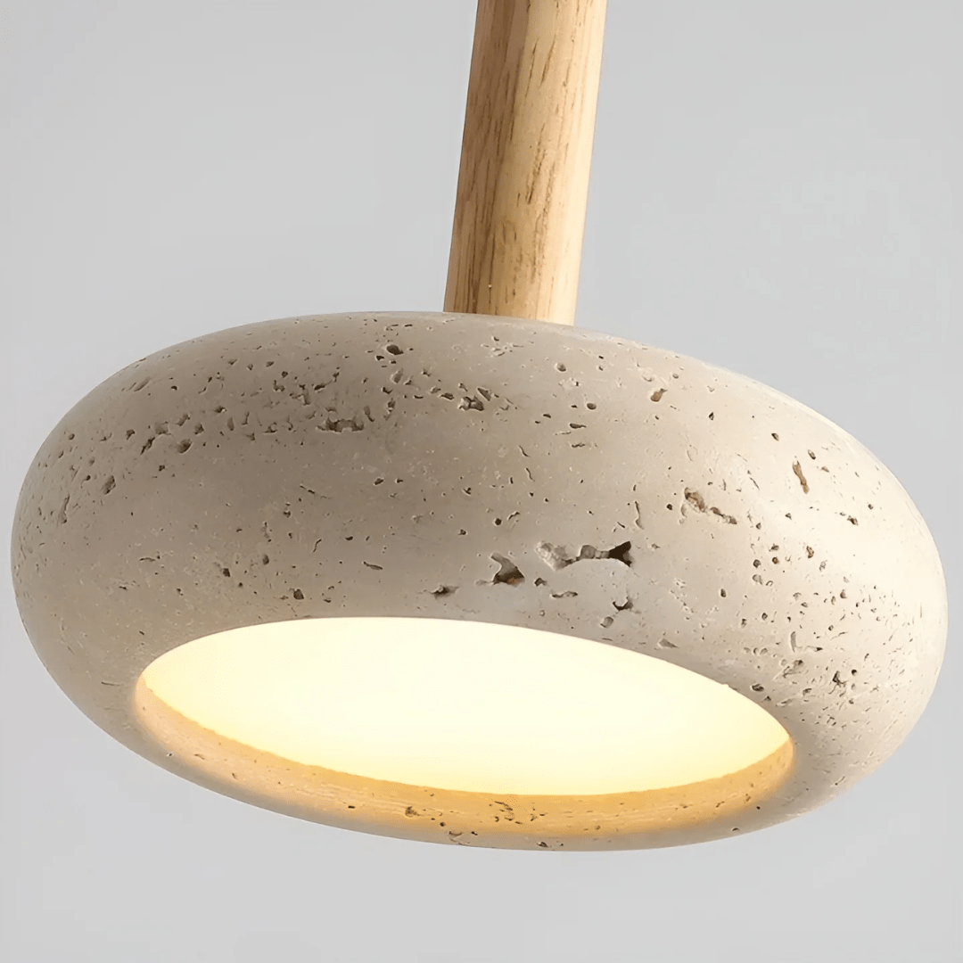 Emeja | LED Retro Plafondlamp van Hout & Steen voor een Rustgevende Sfeer