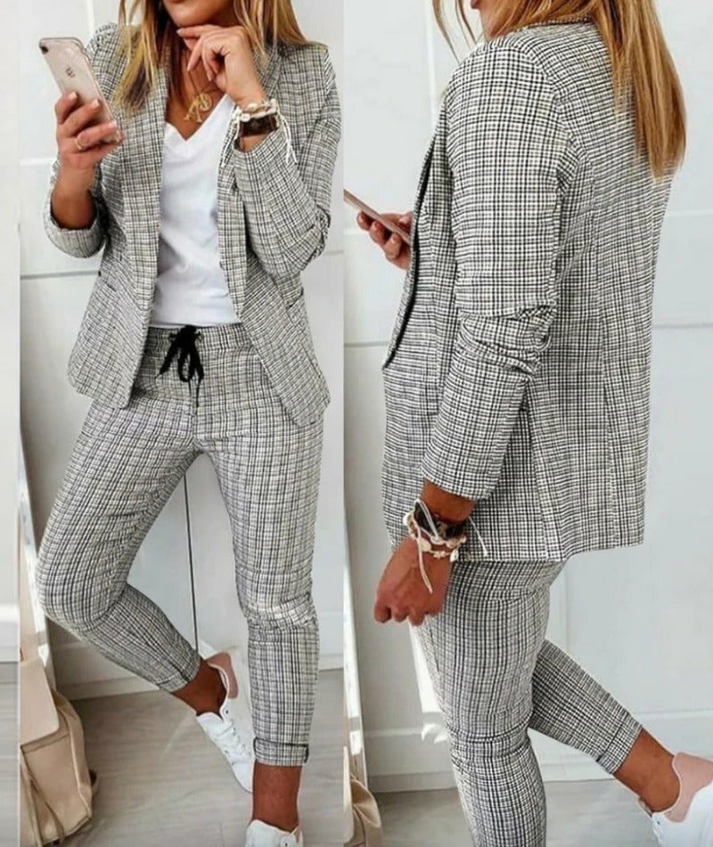 Emeja Pak Set Moderne Twee-Piece met Brede Broek en Tailored Blazer