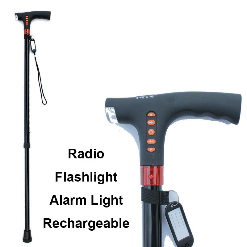 Emeja | Slimme Wandelstok | LED Licht Radio Noodalarm | Verstelbaar
