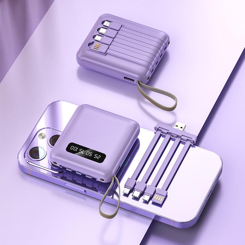 Emeja | Snelle Oplading 20000mAh Mini Powerbank met Geïntegreerde Kabels