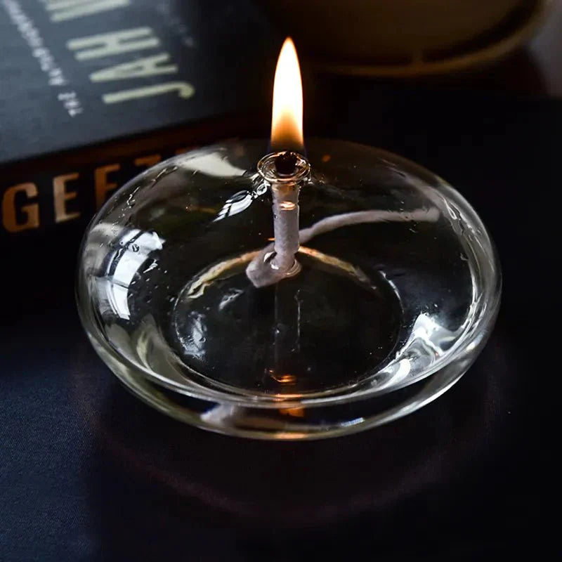 Emeja | Transparante Olielamp van Glas als Kaarsenhouder