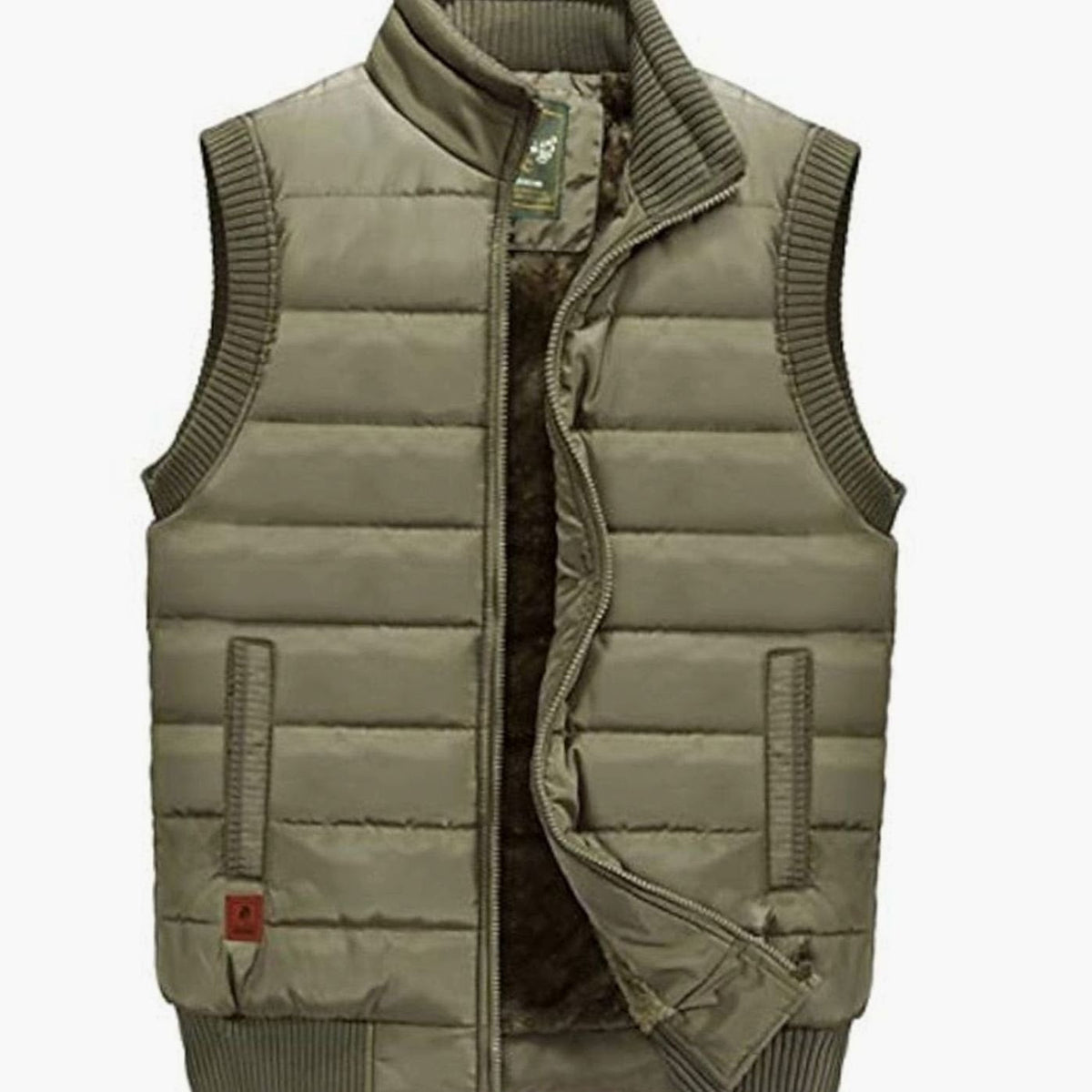 Gewatteerde herenbodywarmer met fleecevoering en opstaande kraag