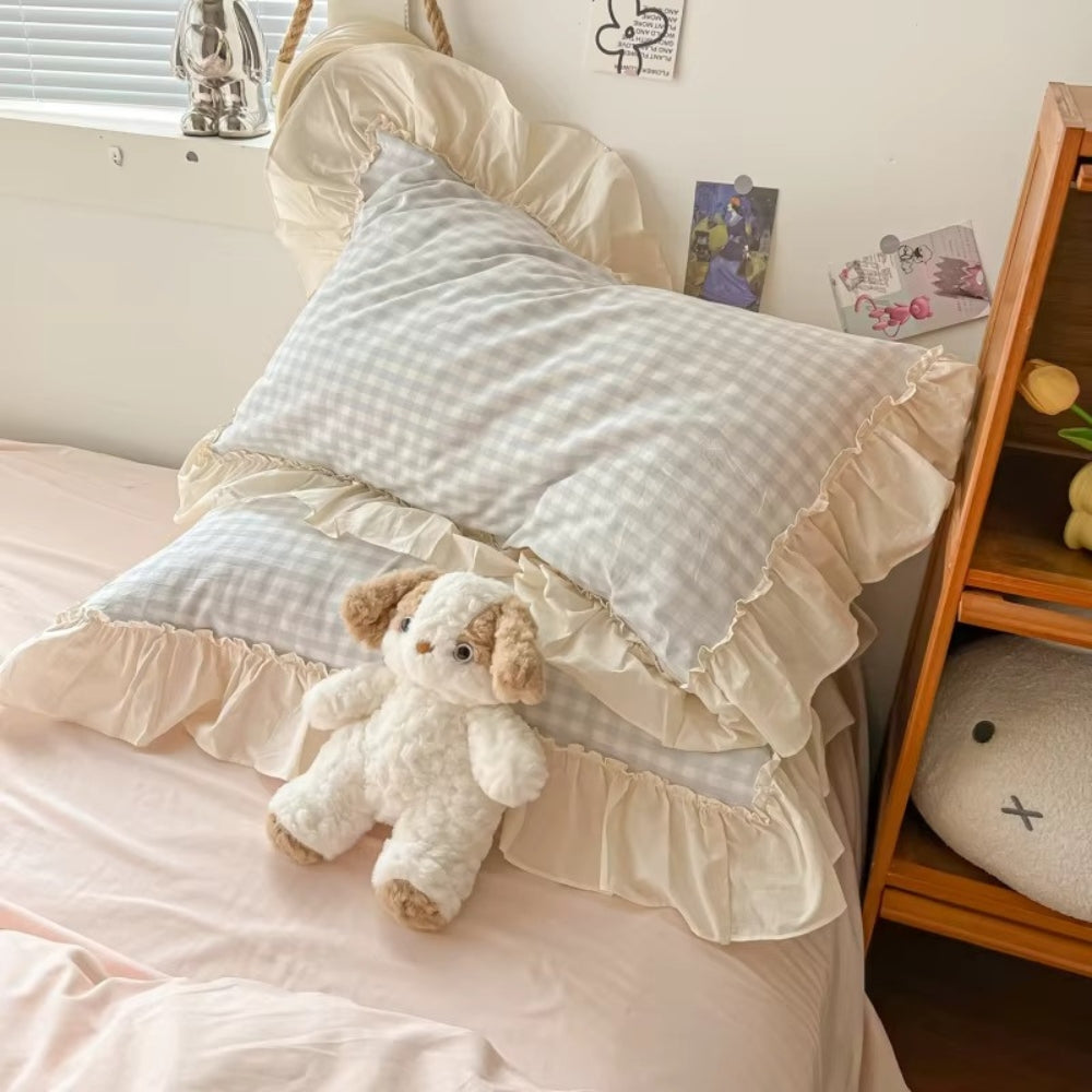 Gingham Ruit Rimpelrand Bedset