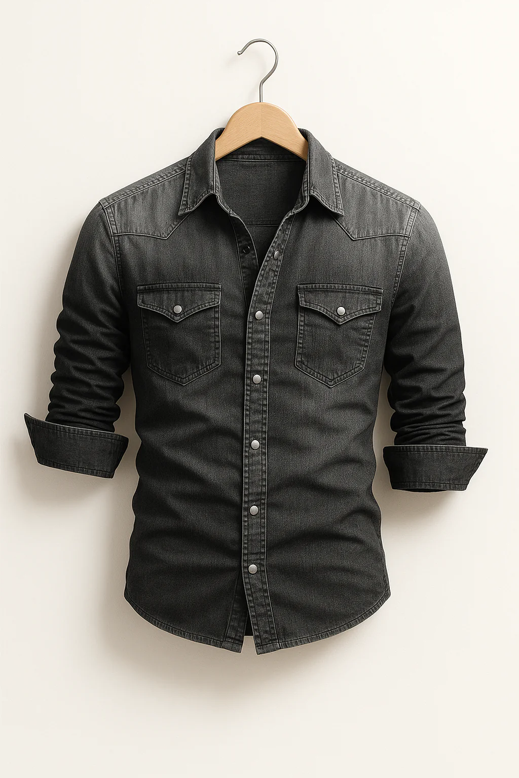 Heren Lange Mouwen Slim Fit Denim Shirt