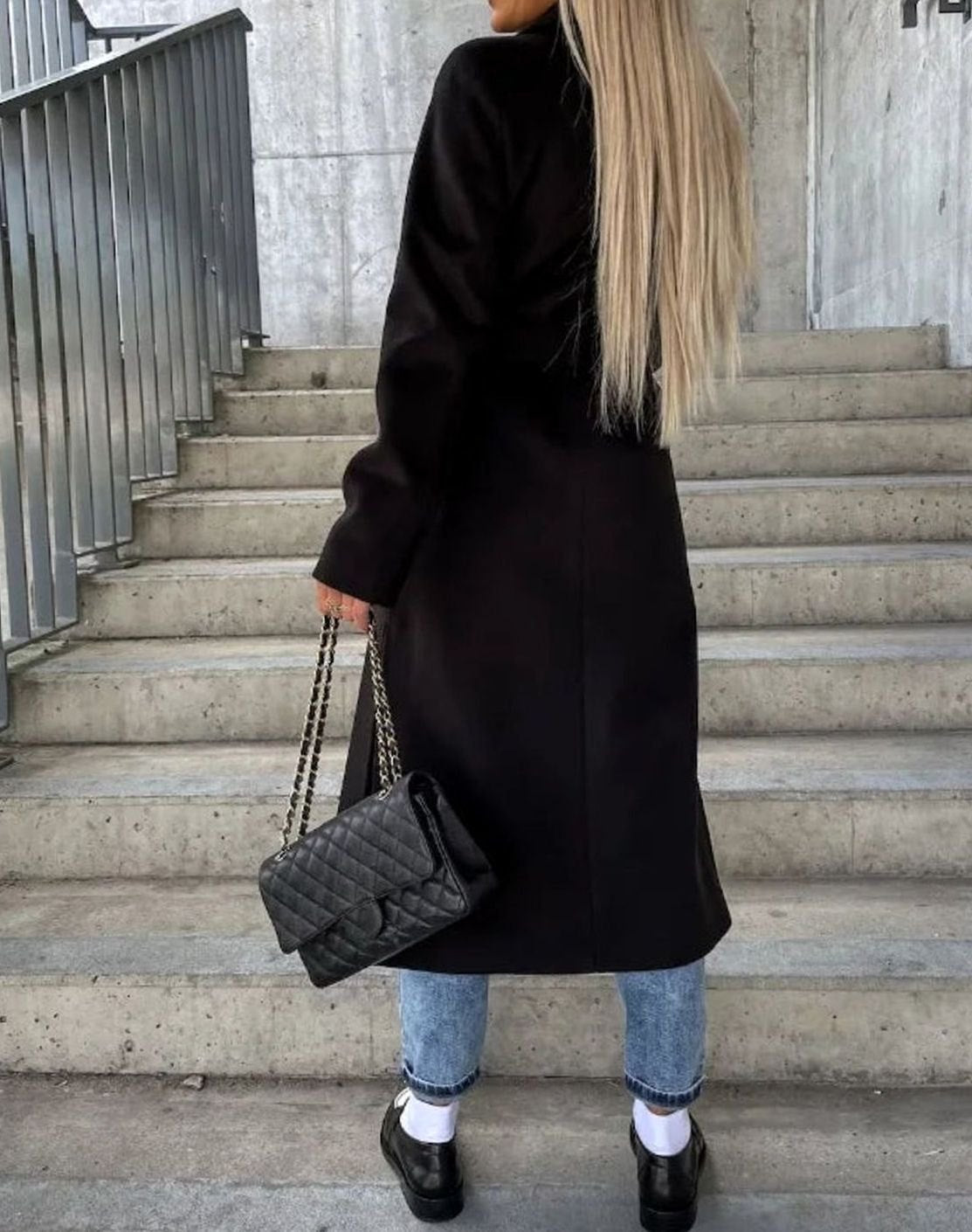 Klassieke lange double-breasted trenchcoat voor dames
