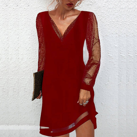 Matilde - Elegante Midi-jurk met V-hals en Kantdetails