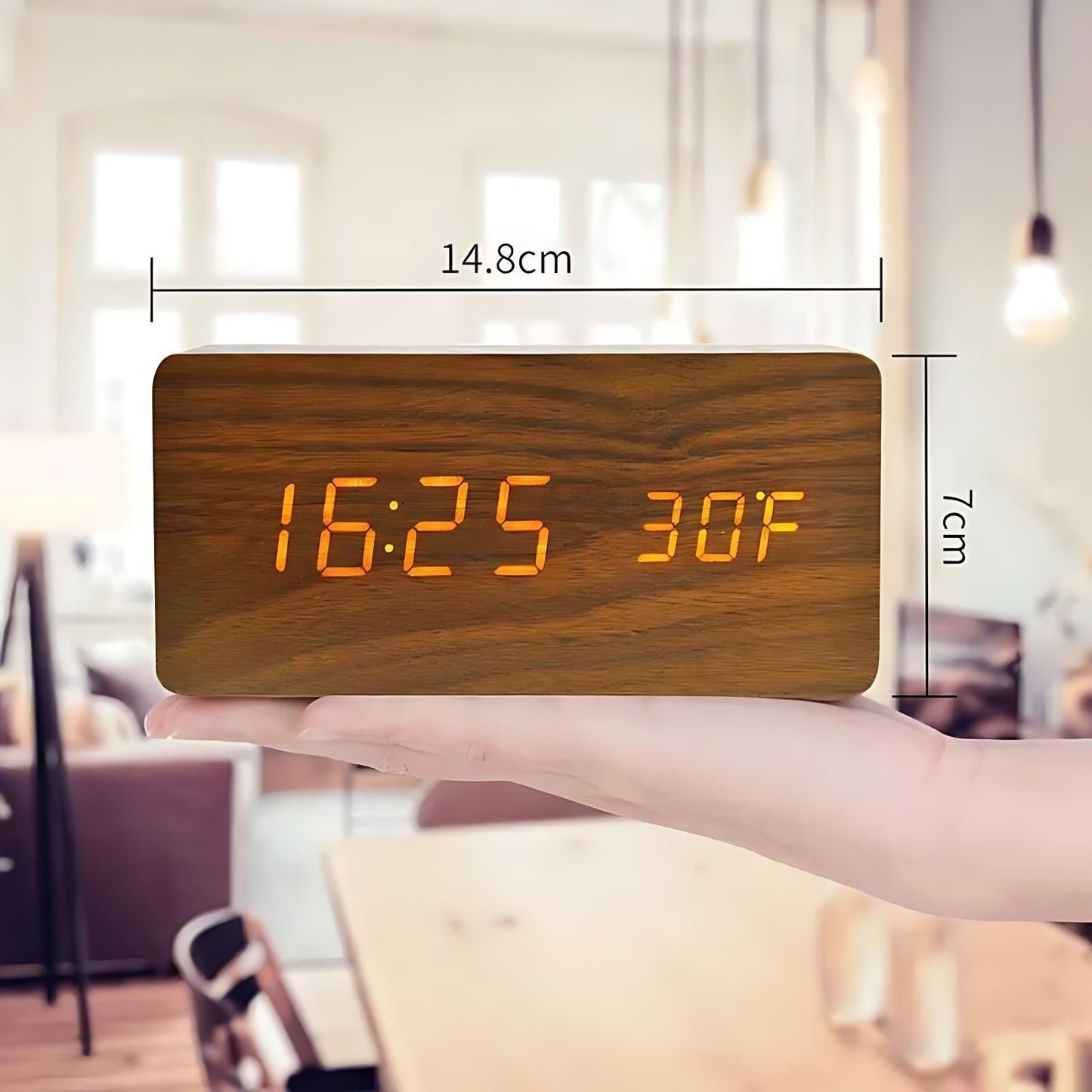 Natuurlijke Houten LED Alarmklok