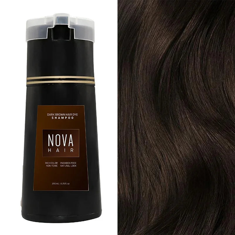 NovaHair Kleur+ Kleurshampoo – Langdurige Dekking Zonder Ammoniak, Eenvoudige Toepassing, 5 Beschikbare Kleuren
