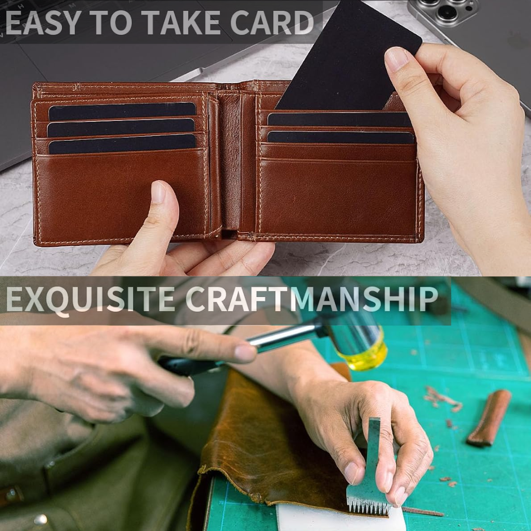 Premium RFID-blokkerende leren bifold portemonnee voor mannen - SlimArmor
