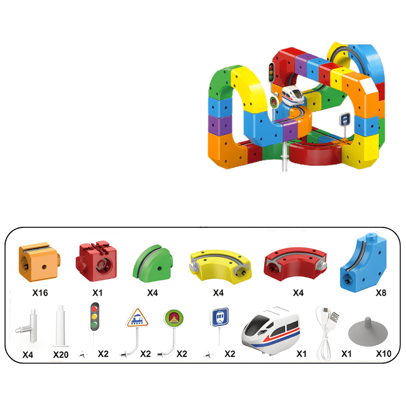 RAILBUILD – 3D Spoorbouwset voor Kinderen met Oplaadbare Locomotief