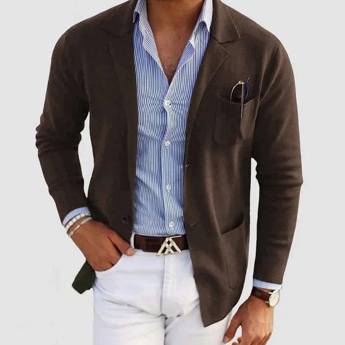 Slim fit herencolbert met reverskraag en knoopsluiting