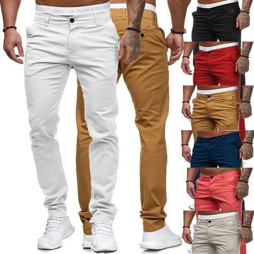 Slim-fit katoenen stretchchino voor heren met een normale taille en comfortabele tailleband