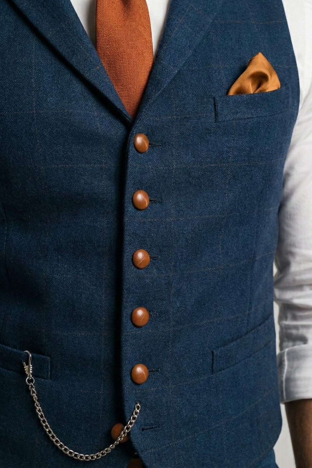 Tweed herengilet met V-hals