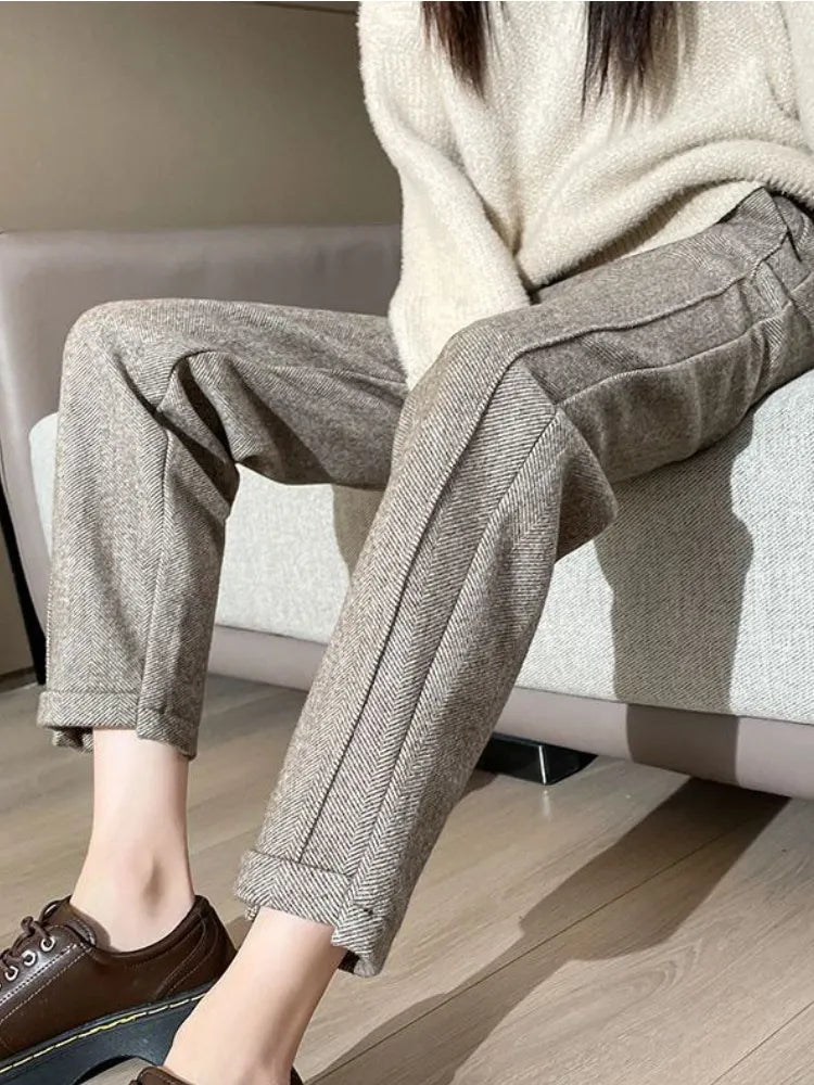 Tweed - Hoge taille wollen pencil broek