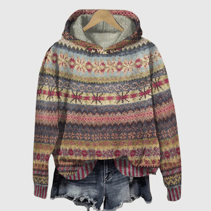 Vintage-geïnspireerde Fair Isle-hoodie voor dames