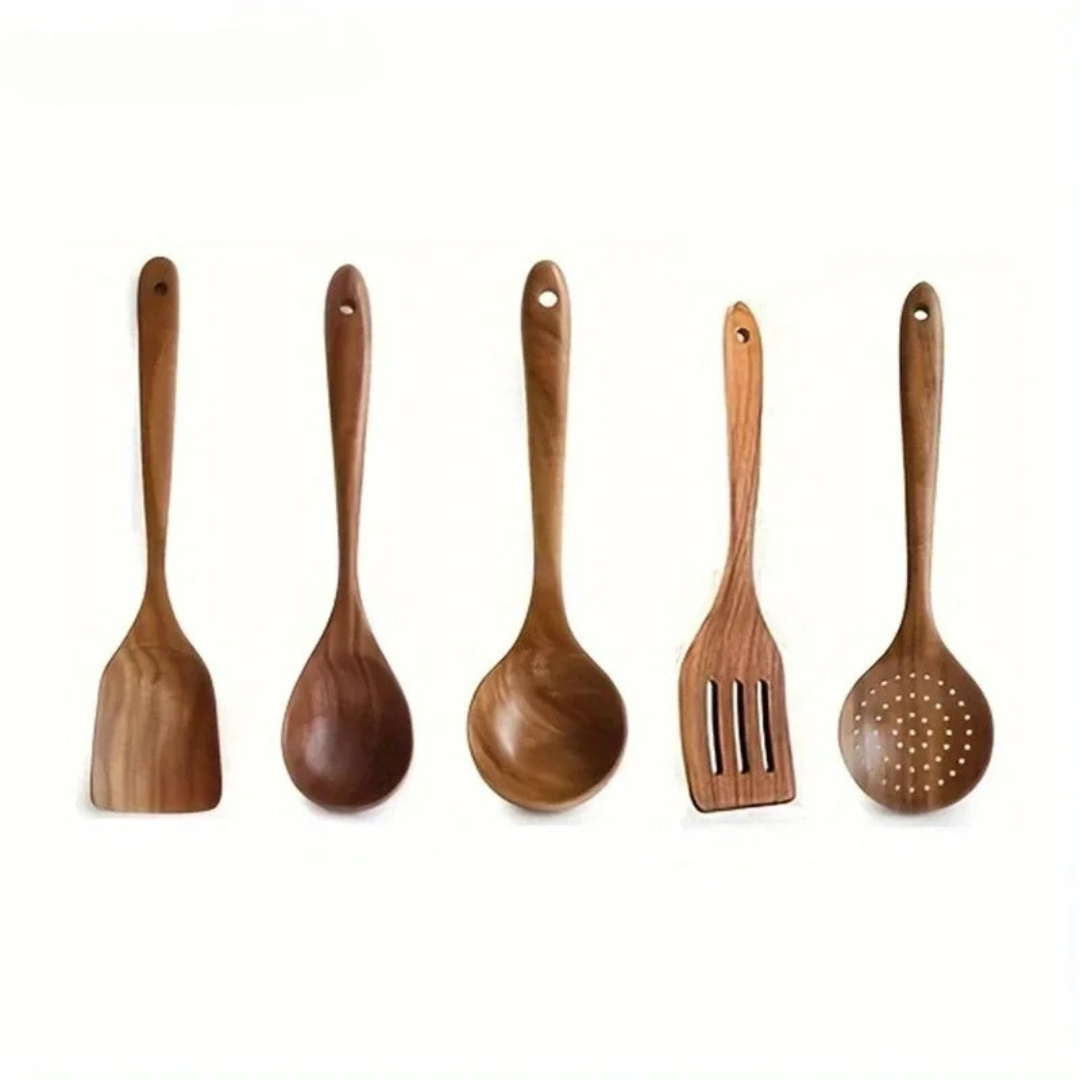 Walnoten Keukengerei Set (5 Stukken)