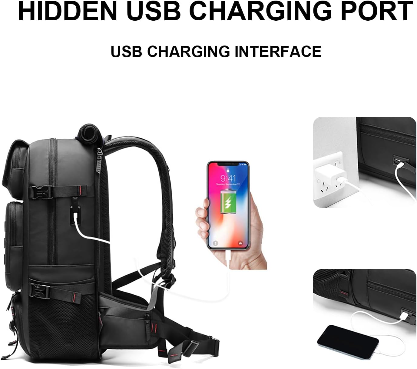 50L Waterdichte Reisrugzak met Schoencompartiment & USB-poort