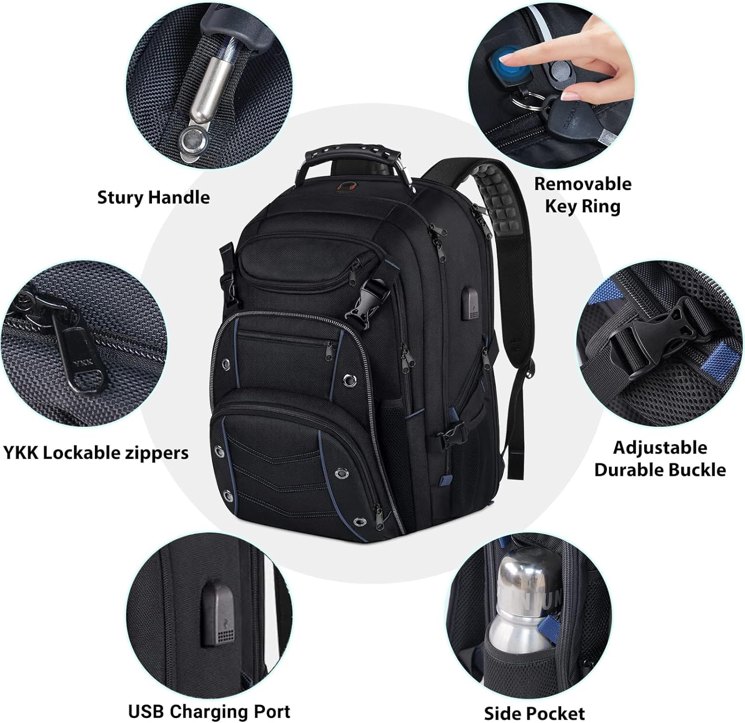 55L Extra-Grote Reis Laptop Rugzak met USB Opladen en RFID Beveiliging