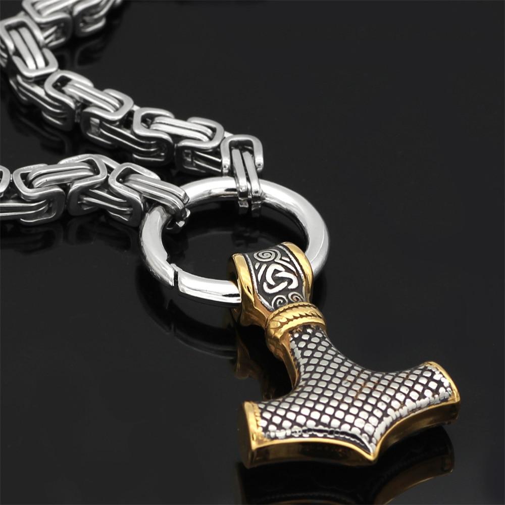 60–90 cm RVS Dubbele Wolfskop & Mjolnir Overlevingsgeest Ketting/Armband
