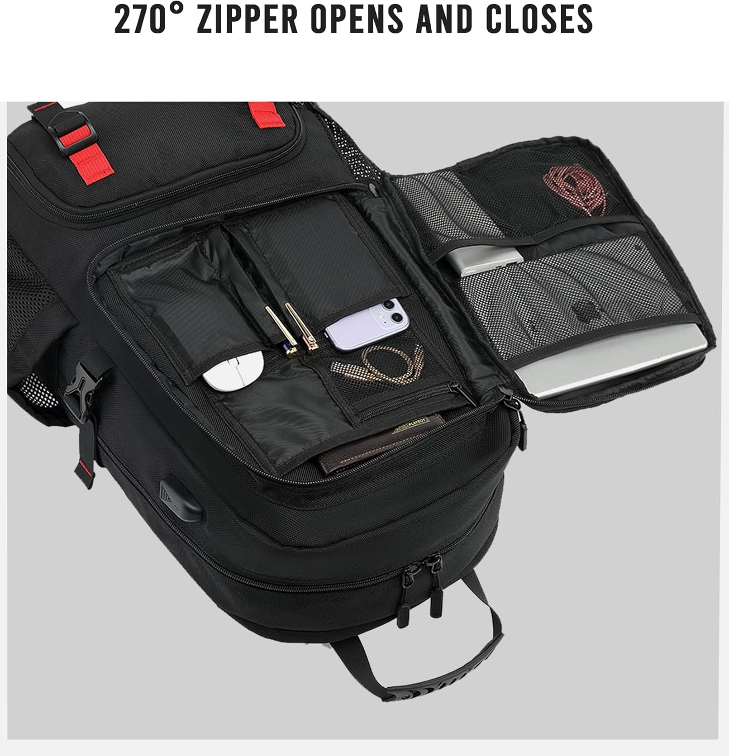 60L Waterdichte Reis Laptop Rugzak met USB-poort & Schoencompartiment