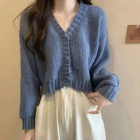 Aansluitend cropped gebreid vest met V-hals voor dames