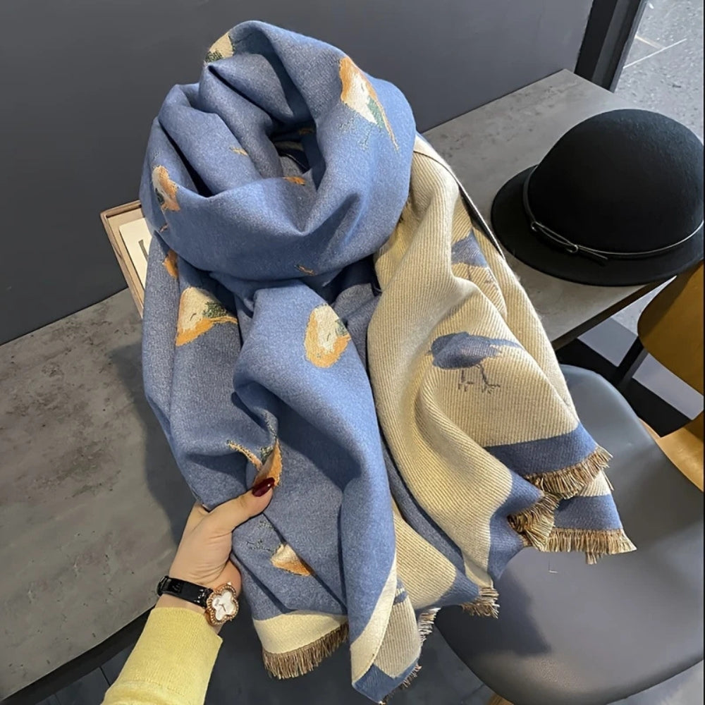 Ademend Vogel Jacquard Sjaal