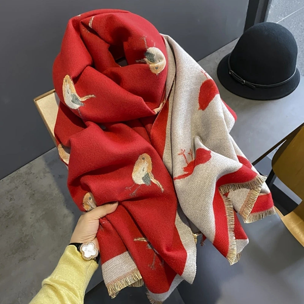 Ademend Vogel Jacquard Sjaal