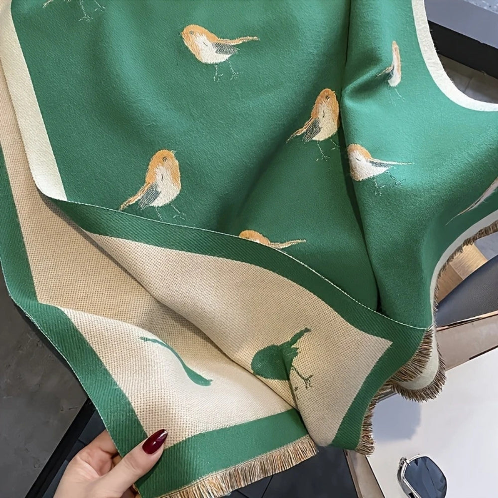 Ademend Vogel Jacquard Sjaal