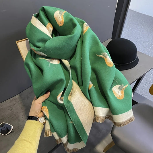 Ademend Vogel Jacquard Sjaal
