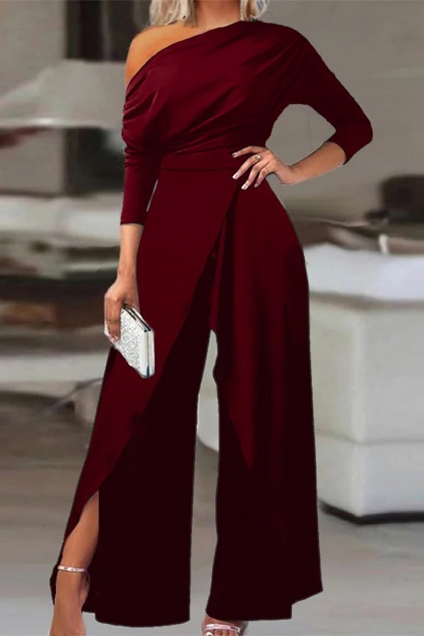 Anne | Elegante Off-Shoulder Jumpsuit met Stijlvolle Split voor Vrouwen