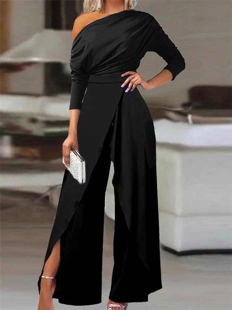 Anne | Elegante Off-Shoulder Jumpsuit met Stijlvolle Split voor Vrouwen